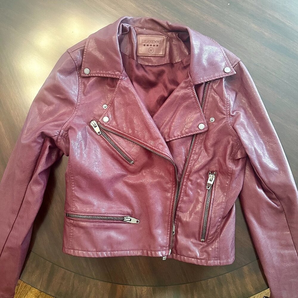 Blank NYC Burgandy moto jacket, size medium